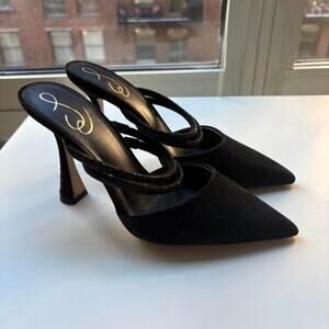 Sam Edelman Augustina Mule Suede Pump with Gems on the Heel and Straps